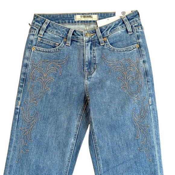 NEW Rock & Roll Denim Midrise Western Embroidered Trousers (26x34) - Picture 4 of 6